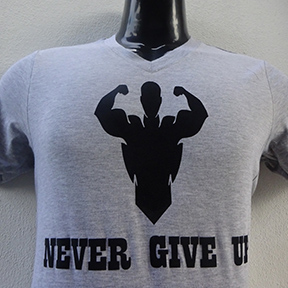 Never Give Up - Grey T Shirt